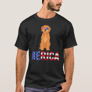 Merica USA Vlag Goldendoele Dog Zonnebril 4th T-shirt