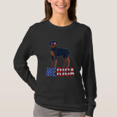 Merica Usa vlag Rottweiler Dog Zonnebrillen 4th of T-shirt (Voorkant)