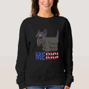 Merica Usa Vlag Schotse Terrier Dog Zonnebrillen 4 Trui