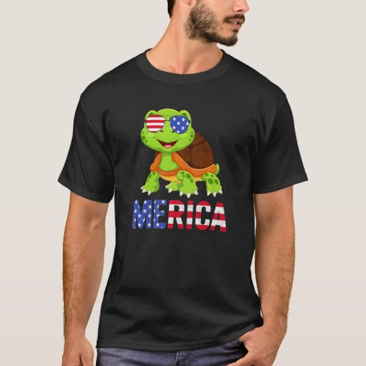 Merica Usa-vlagschildpad zonnebril Patriottisch 4e T-shirt (Voorkant)