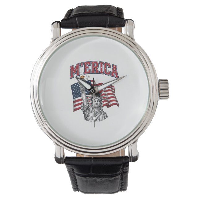 MERICA Vintage Liberty Patriottisch Horloge (Voorkant)
