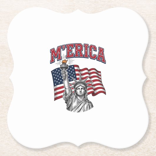 MERICA Vintage Liberty Patriottisch Kartonnen Onderzetters (Voorkant)