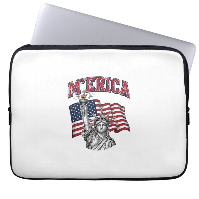 MERICA Vintage Liberty Patriottisch Laptop Sleeve (Voorkant)
