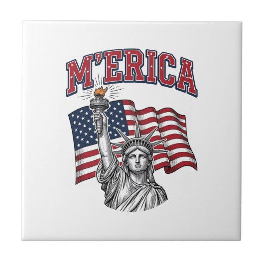 MERICA Vintage Liberty Patriottisch Tegeltje (Voorkant)