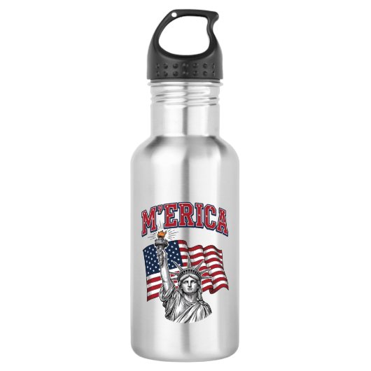 MERICA Vintage Liberty Patriottisch Waterfles (Voorkant)