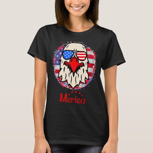 Merica vlag adelaar glazen 3 t-shirt (Voorkant)