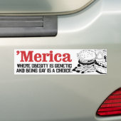 Merica - waar obesitas genetisch is en homo is bumpersticker (Op auto)