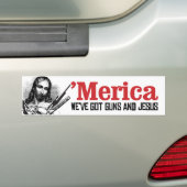 Merica - We hebben pistolen en Jezus - liberale Hu Bumpersticker (Op auto)