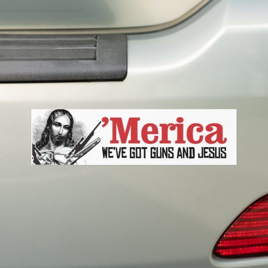 Merica - We hebben pistolen en Jezus - liberale Hu Bumpersticker (Op auto)
