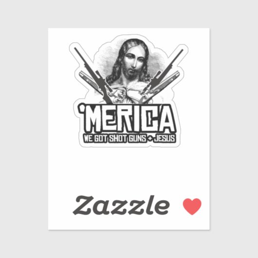 "Merica - We hebben Pistolen en Jezus Sticker (Vel)