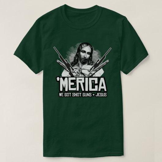 "Merica - We hebben Pistolen en Jezus T-shirt (Design voorkant)