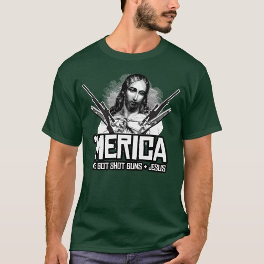 "Merica - We hebben Pistolen en Jezus T-shirt (Voorkant)