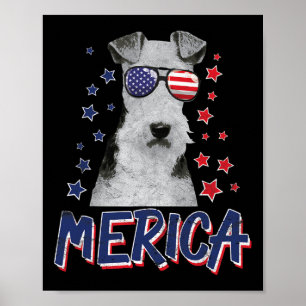 Merica Wire Fox Terrier Hond 4 juli Verenigde Stat Poster