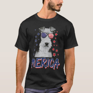 Merica Wire Fox Terrier Hond 4 juli Verenigde Stat T-shirt