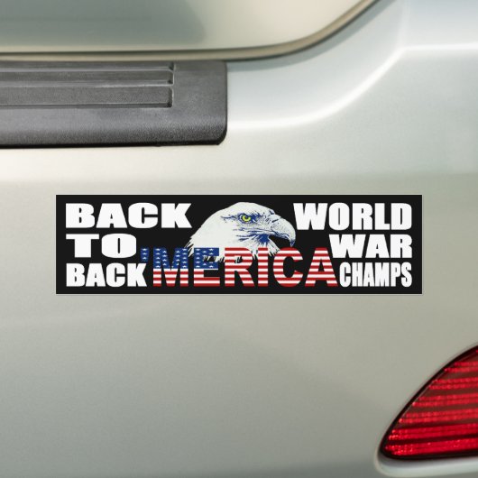 "MERICA World War Champs Eagle Bumpersticker (Op auto)
