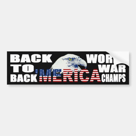 "MERICA World War Champs Eagle Bumpersticker (Voorkant)