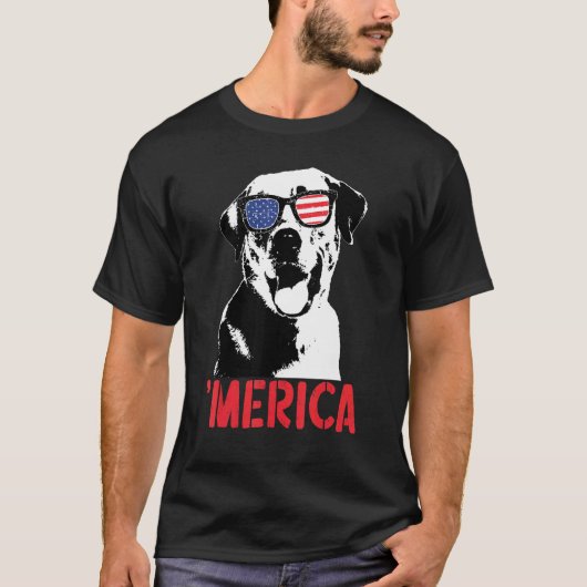 Merica Yellow Labrador American Flag Sunbril 4t T-shirt (Voorkant)