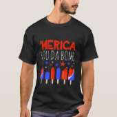 Merica You Da Bomb Popsicle USA Vlag Sterren IJs P T-shirt (Voorkant)