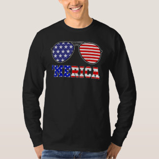 Merica Zonnebril 4 juli Patriottisch Amerikaans T-shirt