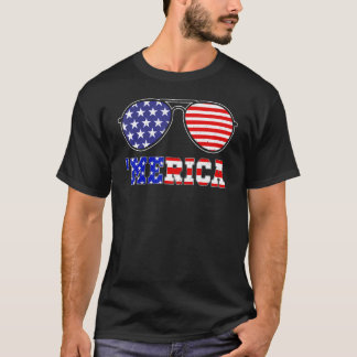 Merica Zonnebril 4 juli Patriottisch Amerikaans T-shirt