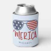 Merica Zonnebril Patriottisch 4 juli Koelbox Blikjeskoeler (Blikje Voorkant)