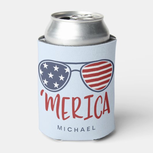 Merica Zonnebril Patriottisch 4 juli Koelbox Blikjeskoeler (Blikje Voorkant)