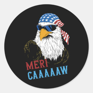 Mericaaaaaw Eagle Mullet 4 juli Verenigde Staten Ronde Sticker