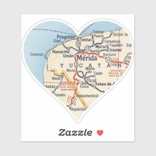 Merida Mexico  kaart Sticker (Vel)