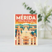 Mérida Mexico Retro Reisposter Kunst Briefkaart (Staand voorkant)