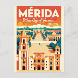 Mérida Mexico Retro Reisposter Kunst Briefkaart