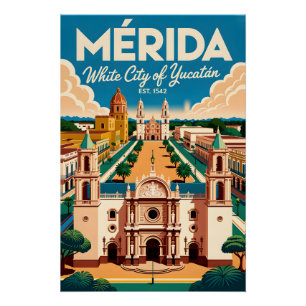 Mérida Mexico Retro Reisposter Kunst Perfect Poster