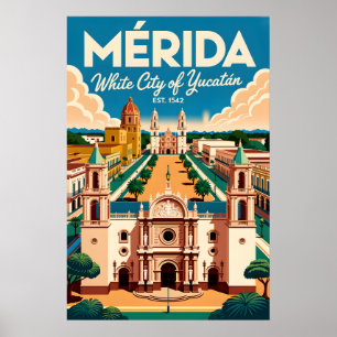 Mérida Mexico Retro Reisposter Kunst Poster