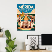 Mérida Mexico Retro Reisposter Kunst Poster (Thuiskantoor)