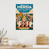 Mérida Mexico Retro Reisposter Kunst Poster (Keuken)