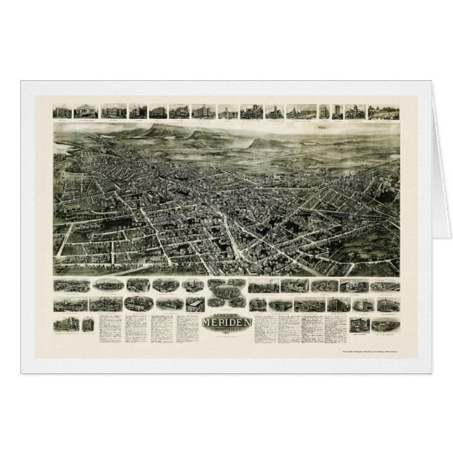 Meriden, CT Panoramic Map - 1918 (Voorkant Horizontaal)