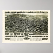 Meriden, CT Panoramic Map - 1918 Poster (Voorkant)