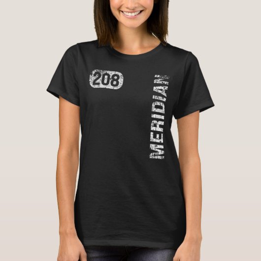 Meridian Idaho 208 Area Code Retro T-shirt (Voorkant)