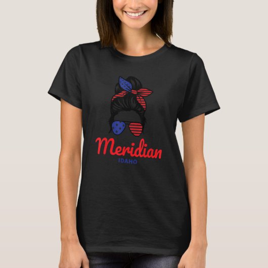 Meridian Idaho Retro Messy Bun T-shirt (Voorkant)