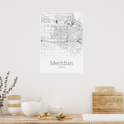 Meridian Map - Idaho - City Map Poster (Keuken)