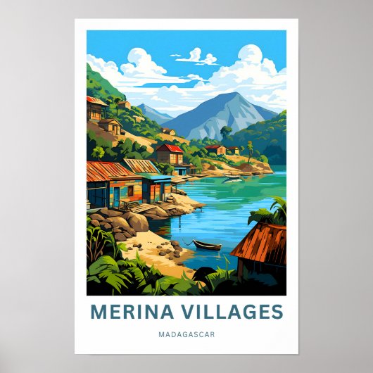 Merina Villages Madagascar Reisprint Poster (Voorkant)