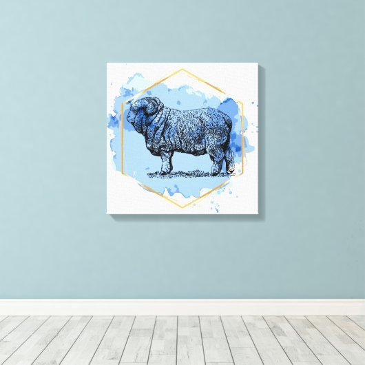 Merino Ram Canvas Afdruk (Insitu (Houten vloer))