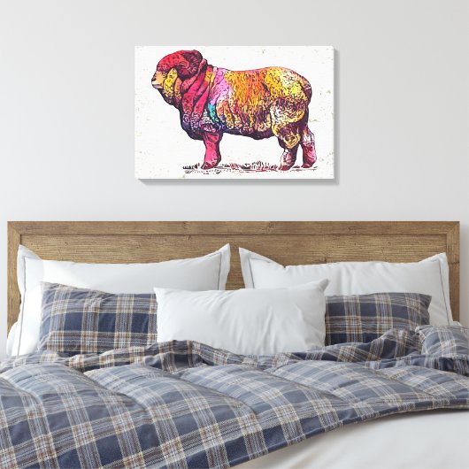 Merino Ram Canvas Afdruk (Insitu (Slaapkamer))