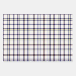 Merino White and Blue Zodiac Plaid Inpakpapier Vel