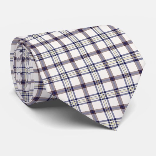 Merino White and Blue Zodiac Plaid Neck Tie Stropdas (Opgerold)
