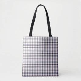 Merino White and Blue Zodiac Plaid Tote Bag