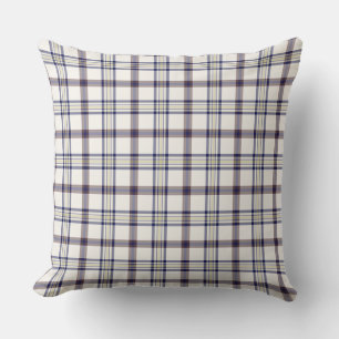 Merino Witte en Blauwe Zodiac Plaid Kussen