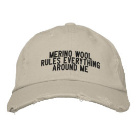 Merino wol regeert alles om me heen geborduurde pet