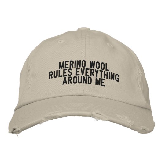Merino wol regeert alles om me heen geborduurde pet (Voorkant)