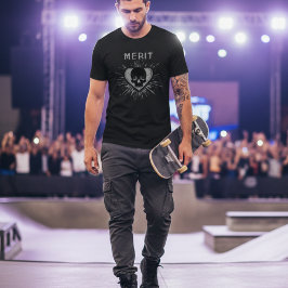 Merit Schedel Hart Grunge Grafische T-Shirt