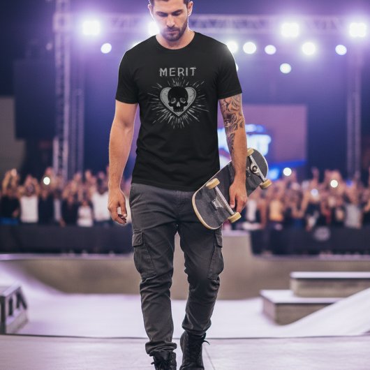 Merit Skull Heart Grunge Graphic T-Shirt
